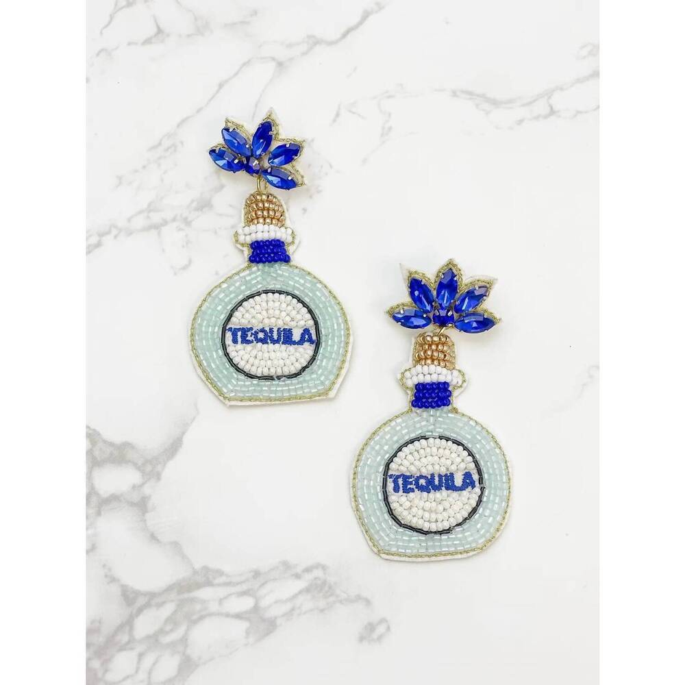 NEW PREP OBSESSED women's tequila beaded earrings in multi